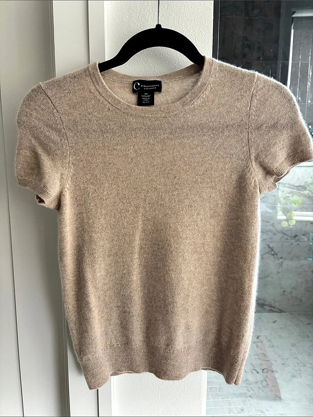 C by Bloomingdale's Cashmere Short Sleeve Top in Beige Size XS Like New